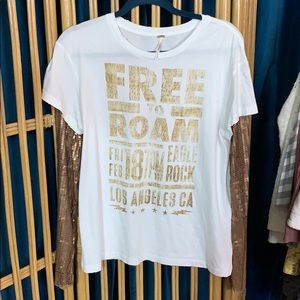 Free people sequined sleeve layered shirt small